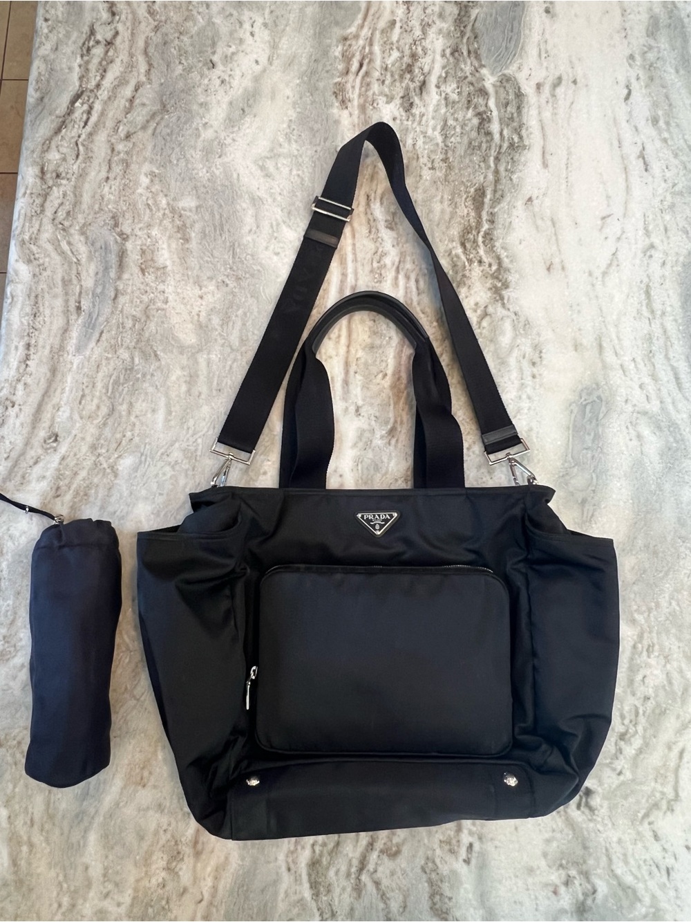 Prada Black Nylon Baby Bag Tote with Detachable Strap